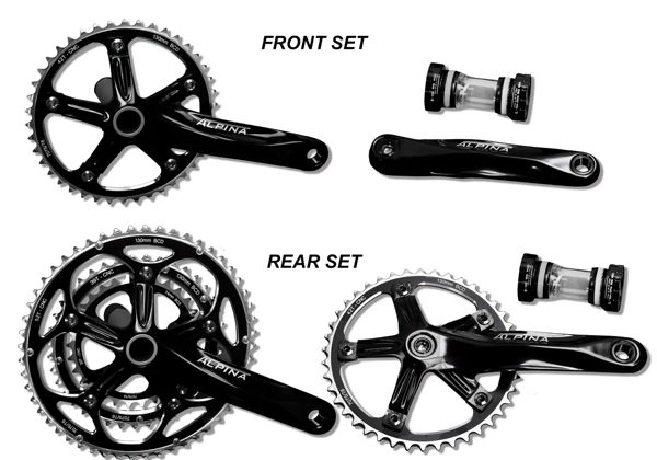 Alpina Road Double -Tandem Chainset-52/36/-42T-(175-Front-170-Rear)